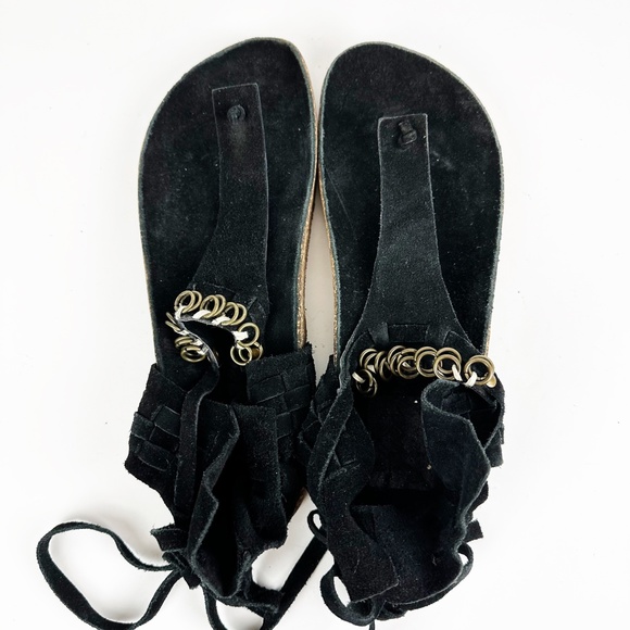 Free People Collins Wrap Sandals Black Suede Size US 11 EU 41 Hobo Festival - Picture 11 of 16